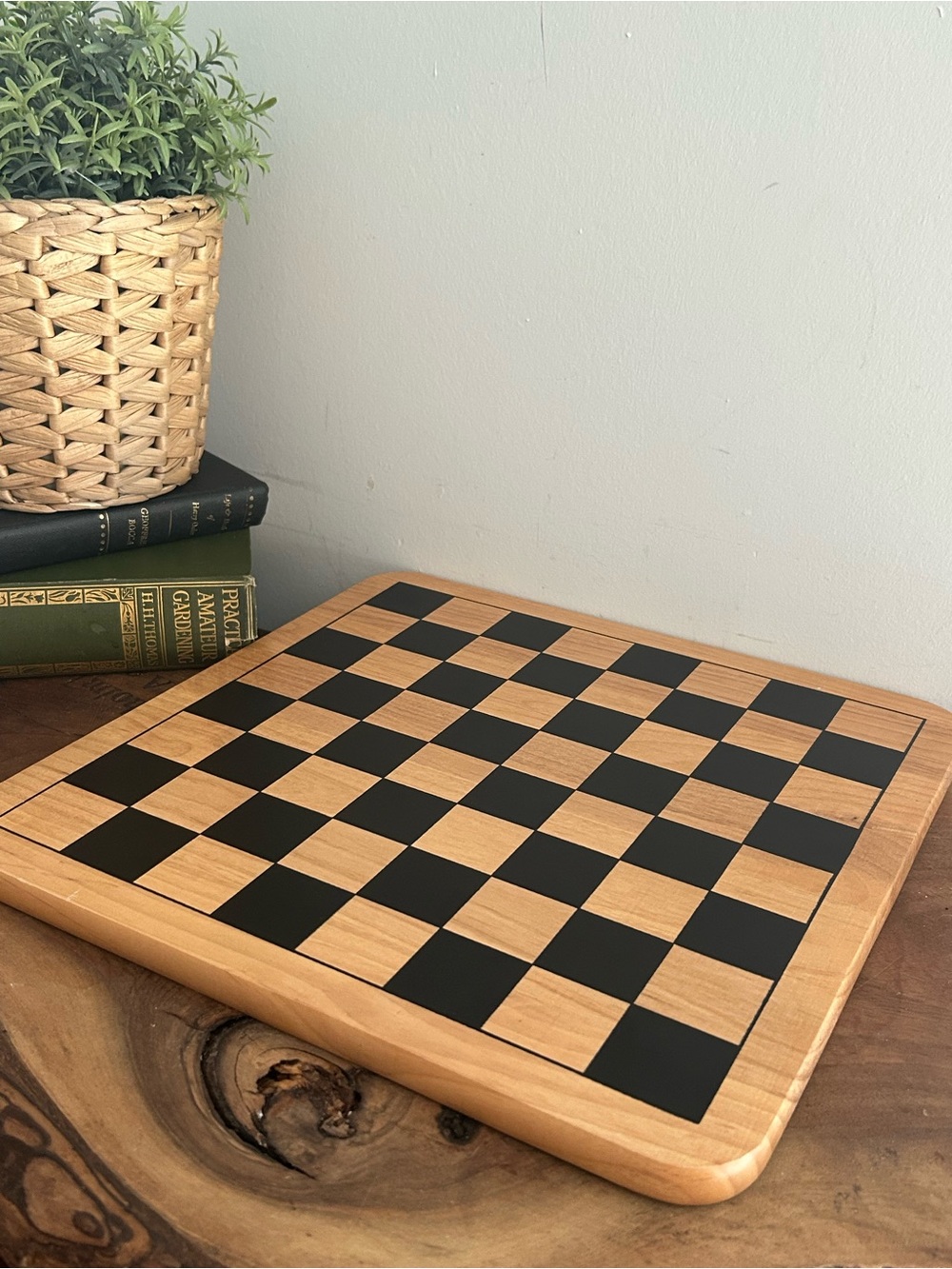 Classic Wooden Chess Board in Natural Wood and Brown 11”x11” solid Wood
